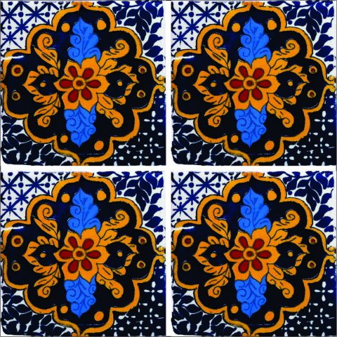 New Items / Talavera Tile 4x4 inch (90 pieces) - Style AZ156 / These beatiful handpainted Mexican Talavera tiles will give a colorful decorative touch to your bathrooms, vanities, window surrounds, fireplaces and more.