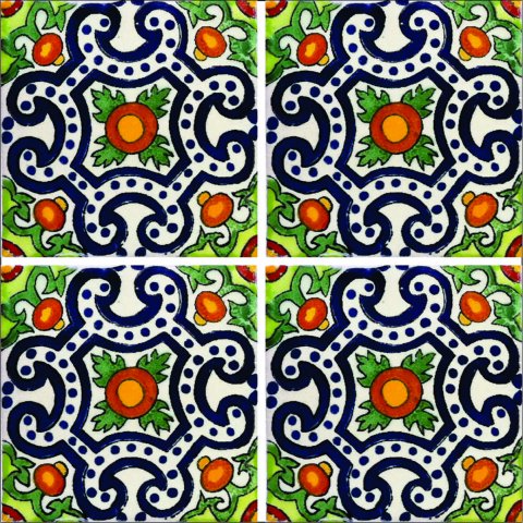 New Items / Talavera Tile 4x4 inch (90 pieces) - Style AZ160 / These beatiful handpainted Mexican Talavera tiles will give a colorful decorative touch to your bathrooms, vanities, window surrounds, fireplaces and more.
