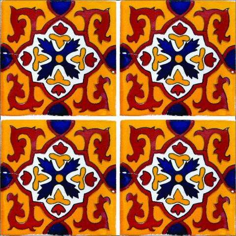 New Items / Talavera Tile 4x4 inch (90 pieces) - Style AZ161 / These beatiful handpainted Mexican Talavera tiles will give a colorful decorative touch to your bathrooms, vanities, window surrounds, fireplaces and more.