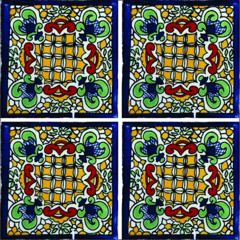New Items / Talavera Tile 4x4 inch (90 pieces) - Style AZ162 / These beatiful handpainted Mexican Talavera tiles will give a colorful decorative touch to your bathrooms, vanities, window surrounds, fireplaces and more.
