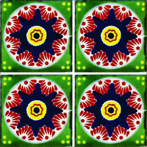 New Items / Talavera Tile 4x4 inch (90 pieces) - Style AZ163 / These beatiful handpainted Mexican Talavera tiles will give a colorful decorative touch to your bathrooms, vanities, window surrounds, fireplaces and more.