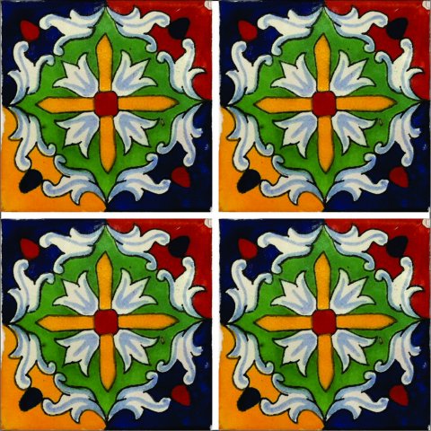 New Items / Talavera Tile 4x4 inch (90 pieces) - Style AZ166 / These beatiful handpainted Mexican Talavera tiles will give a colorful decorative touch to your bathrooms, vanities, window surrounds, fireplaces and more.