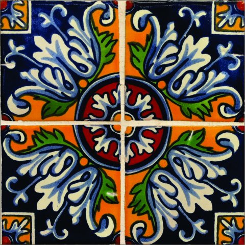 New Items / Talavera Tile 4x4 inch (90 pieces) - Style AZ167 / These beatiful handpainted Mexican Talavera tiles will give a colorful decorative touch to your bathrooms, vanities, window surrounds, fireplaces and more.