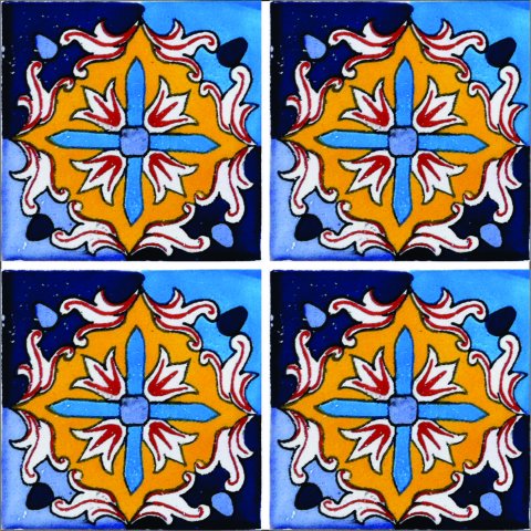 New Items / Talavera Tile 4x4 inch (90 pieces) - Style AZ174 / These beatiful handpainted Mexican Talavera tiles will give a colorful decorative touch to your bathrooms, vanities, window surrounds, fireplaces and more.