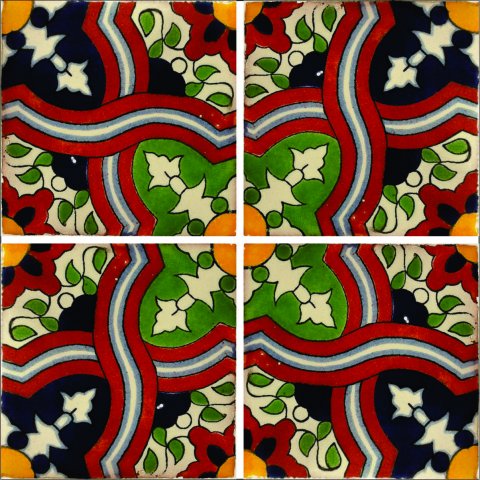 New Items / Talavera Tile 4x4 inch (90 pieces) - Style AZ175 / These beatiful handpainted Mexican Talavera tiles will give a colorful decorative touch to your bathrooms, vanities, window surrounds, fireplaces and more.