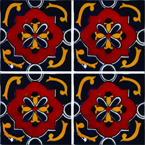 New Items / Talavera Tile 4x4 inch (90 pieces) - Style AZ176 / These beatiful handpainted Mexican Talavera tiles will give a colorful decorative touch to your bathrooms, vanities, window surrounds, fireplaces and more.