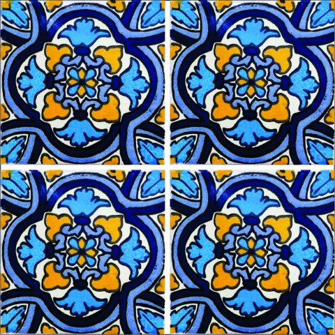 New Items / Talavera Tile 4x4 inch (90 pieces) - Style AZ177 / These beatiful handpainted Mexican Talavera tiles will give a colorful decorative touch to your bathrooms, vanities, window surrounds, fireplaces and more.