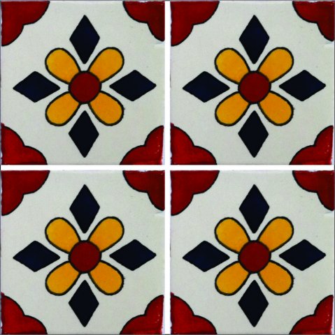 New Items / Talavera Tile 4x4 inch (90 pieces) - Style AZ188 / These beatiful handpainted Mexican Talavera tiles will give a colorful decorative touch to your bathrooms, vanities, window surrounds, fireplaces and more.