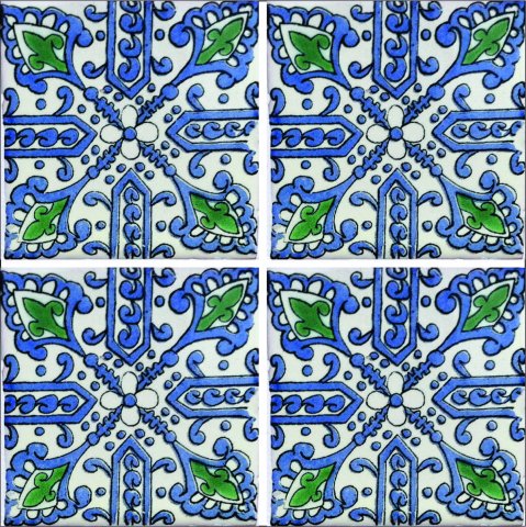 New Items / Talavera Tile 4x4 inch (90 pieces) - Style AZ195 / These beatiful handpainted Mexican Talavera tiles will give a colorful decorative touch to your bathrooms, vanities, window surrounds, fireplaces and more.