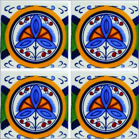 New Items / Talavera Tile 4x4 inch (90 pieces) - Style AZ200 / These beatiful handpainted Mexican Talavera tiles will give a colorful decorative touch to your bathrooms, vanities, window surrounds, fireplaces and more.