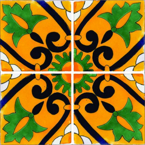 New Items / Talavera Tile 4x4 inch (90 pieces) - Style AZ203 / These beatiful handpainted Mexican Talavera tiles will give a colorful decorative touch to your bathrooms, vanities, window surrounds, fireplaces and more.