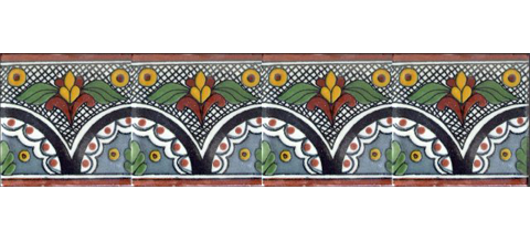 New Items / Border Tile 4x4 inch (90 pieces) - Style CN-01 / These beatiful handpainted Mexican Talavera tiles will give a colorful decorative touch to your bathrooms, vanities, window surrounds, fireplaces and more.