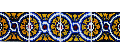 New Items / Border Tile 4x4 inch (90 pieces) - Style CN-07 / These beatiful handpainted Mexican Talavera tiles will give a colorful decorative touch to your bathrooms, vanities, window surrounds, fireplaces and more.