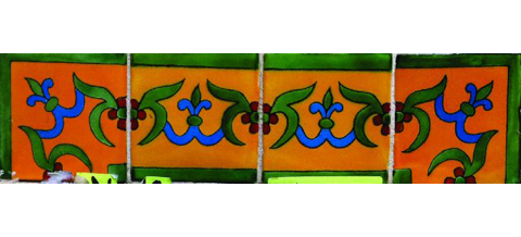 Novedades / Azulejos de Cenefa 10x10cms (90 piezas) - Estilo CN-20 / Estos hermosos azulejos de Talavera le daran un toque de color a sus baos, lacabos, ventanas, chimeneas y ms.