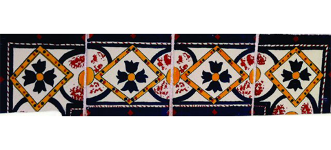Novedades / Azulejos de Cenefa 10x10cms (90 piezas) - Estilo CN-28 / Estos hermosos azulejos de Talavera le daran un toque de color a sus baos, lacabos, ventanas, chimeneas y ms.