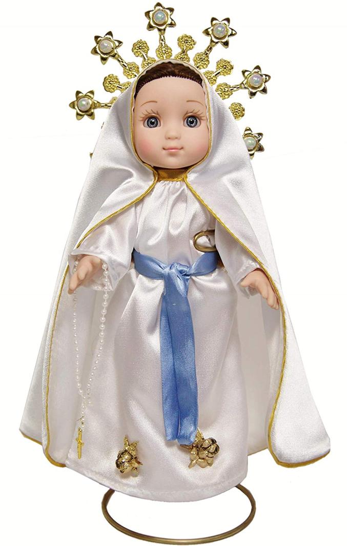 New Items / Our Lady of Lourdes 10'' Doll with Rosary / Virgin Mary Mexican Doll, by Maria Contigo Ostler Collection