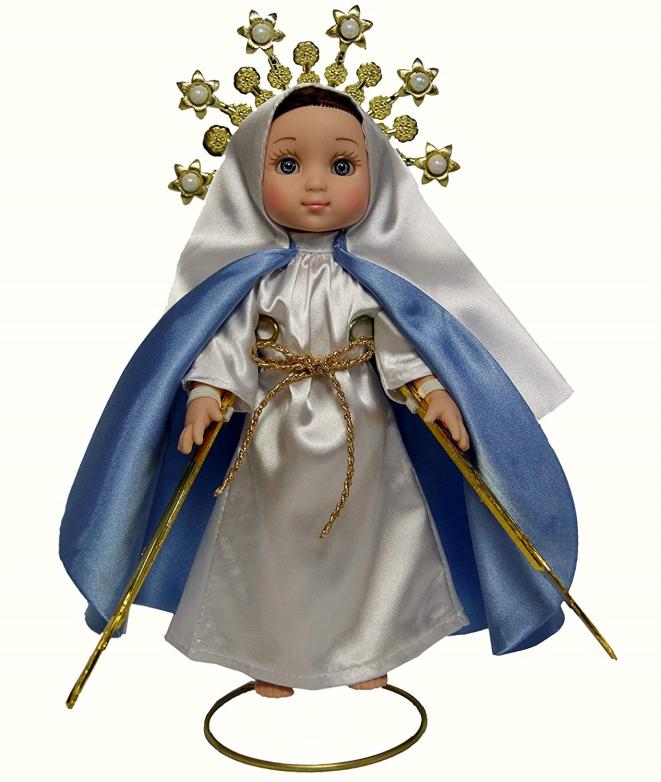 New Items / Our Lady of The Miraculous Medal 1'' Doll with Rosary / Virgin Mary Mexican Doll, by Maria Contigo Ostler Collection