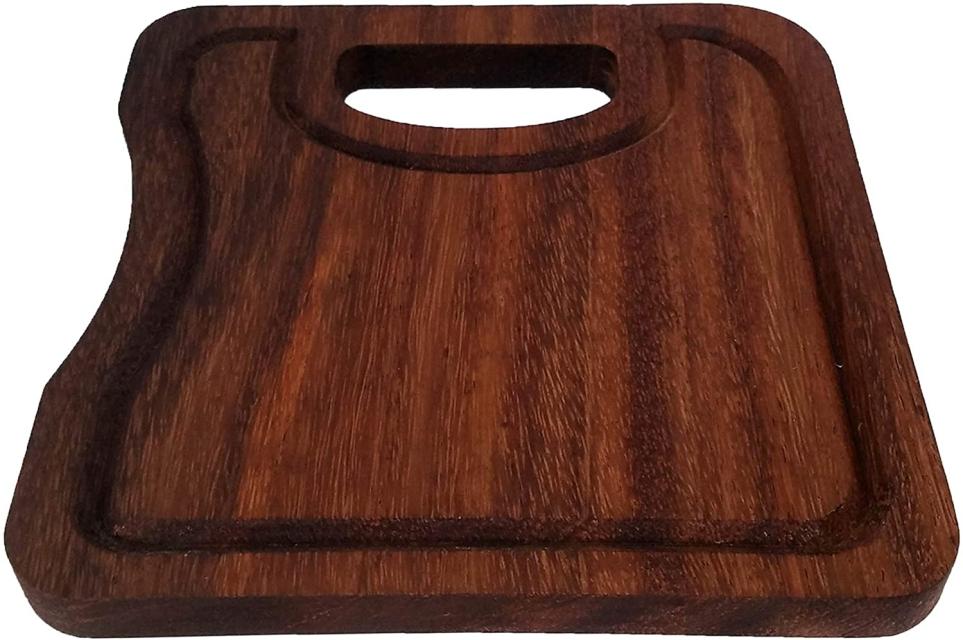 New Items / Small Parota Wood Serving/Cutting Board with Juice Groove / This reversible Parota wood cutting board is both beautiful and practical, with a handy juice groove and a singular design.