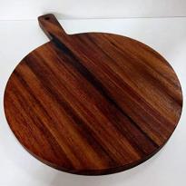 Round Parota Wood Serving/Cutting Board with Handle