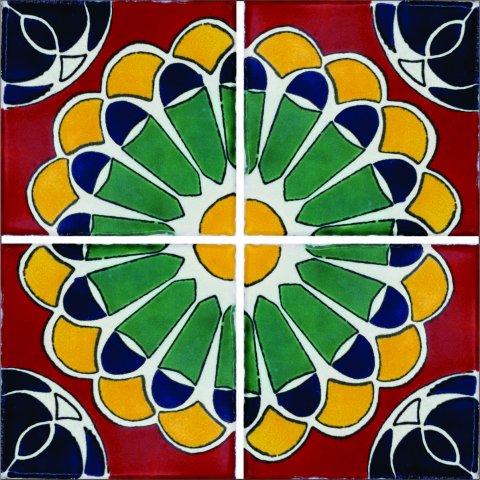 New Items / Talavera Tile 4x4 inch (90 pieces) - Style AZ014 / These beatiful handpainted Mexican Talavera tiles will give a colorful decorative touch to your bathrooms, vanities, window surrounds, fireplaces and more.
