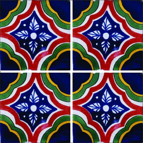 New Items / Talavera Tile 4x4 inch (90 pieces) - Style AZ030 / These beatiful handpainted Mexican Talavera tiles will give a colorful decorative touch to your bathrooms, vanities, window surrounds, fireplaces and more.