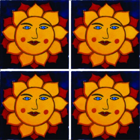 New Items / Talavera Tile 4x4 inch (90 pieces) - Style AZ058 / These beatiful handpainted Mexican Talavera tiles will give a colorful decorative touch to your bathrooms, vanities, window surrounds, fireplaces and more.