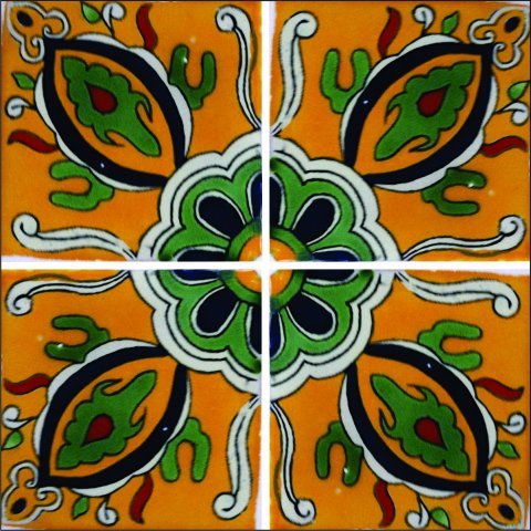 New Items / Talavera Tile 4x4 inch (90 pieces) - Style AZ087 / These beatiful handpainted Mexican Talavera tiles will give a colorful decorative touch to your bathrooms, vanities, window surrounds, fireplaces and more.