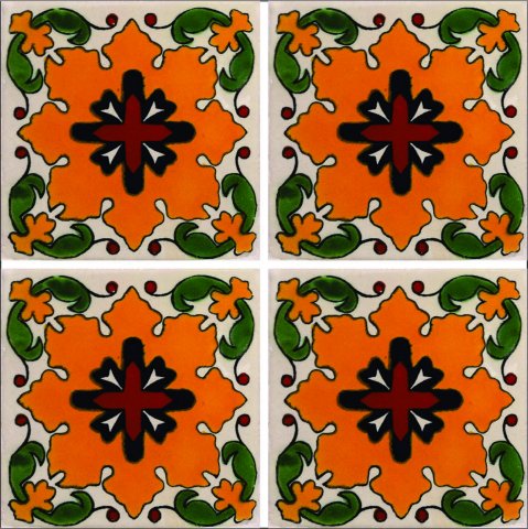 New Items / Talavera Tile 4x4 inch (90 pieces) - Style AZ091 / These beatiful handpainted Mexican Talavera tiles will give a colorful decorative touch to your bathrooms, vanities, window surrounds, fireplaces and more.