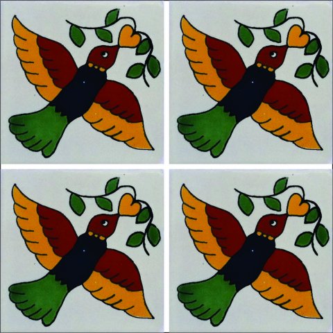 New Items / Talavera Tile 4x4 inch (90 pieces) - Style AZ094 / These beatiful handpainted Mexican Talavera tiles will give a colorful decorative touch to your bathrooms, vanities, window surrounds, fireplaces and more.