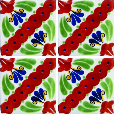 New Items / Talavera Tile 4x4 inch (90 pieces) - Style AZ123 / These beatiful handpainted Mexican Talavera tiles will give a colorful decorative touch to your bathrooms, vanities, window surrounds, fireplaces and more.
