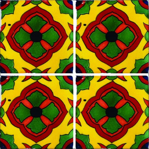 New Items / Talavera Tile 4x4 inch (90 pieces) - Style AZ136 / These beatiful handpainted Mexican Talavera tiles will give a colorful decorative touch to your bathrooms, vanities, window surrounds, fireplaces and more.