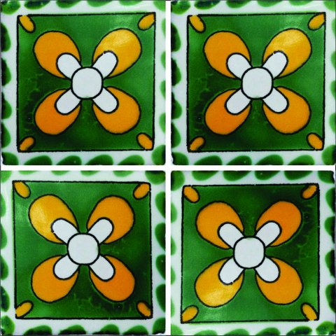 New Items / Talavera Tile 4x4 inch (90 pieces) - Style AZ142 / These beatiful handpainted Mexican Talavera tiles will give a colorful decorative touch to your bathrooms, vanities, window surrounds, fireplaces and more.