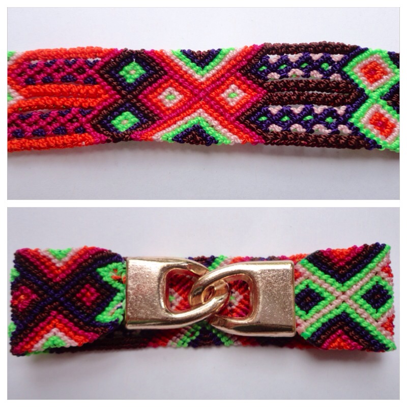 JEWELRY AND ACCESORIES / Large mexican friendship bracelet with golden hooks clasp - Style LH0002