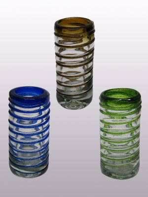 Mexican Glassware Emerald Green Spiral Tequila shot glasses set of 6 
