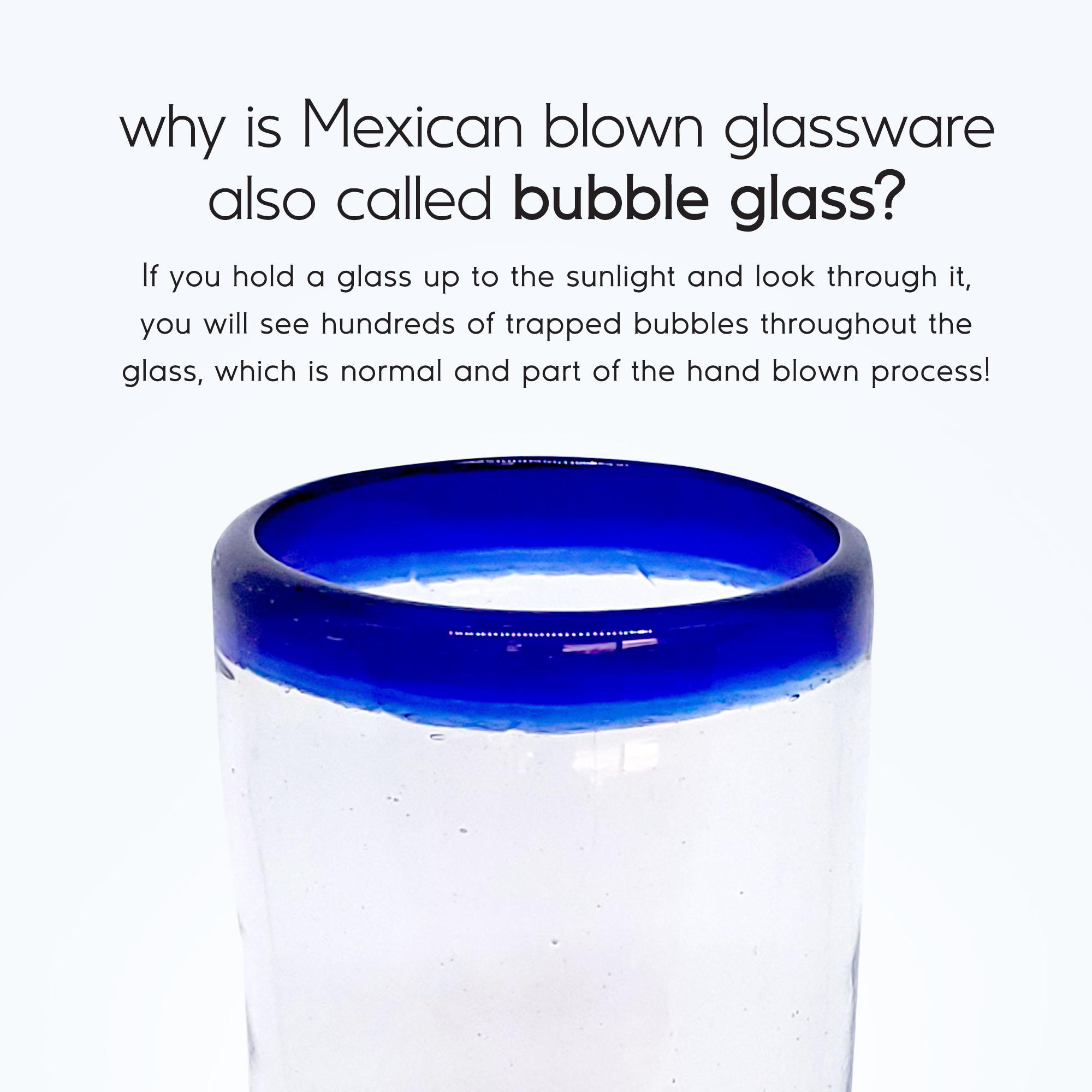 Mexican Glassware - Cobalt Blue Rim 20 oz Tall Iced Tea Glasses (set of 6)