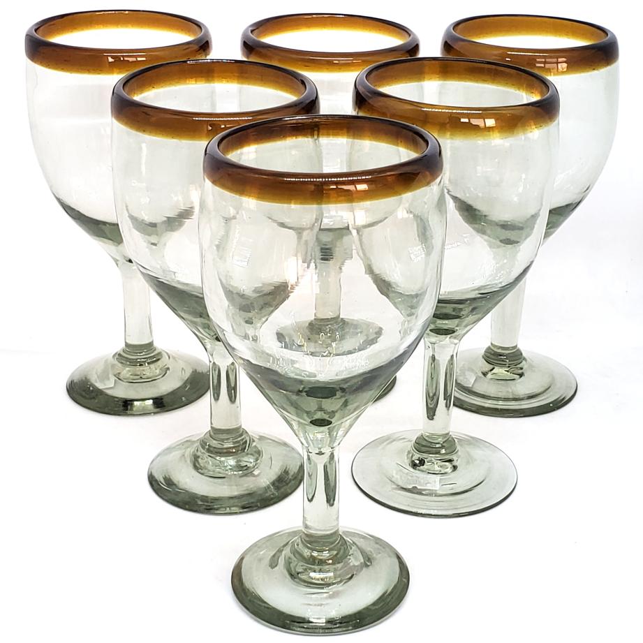 MexHandcraft | Amber Rim 13 oz Wine Glasses (set of 6)