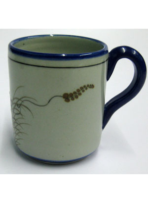 MEXICAN STONEWARE / 'Blue Rim Butterfly' Coffee mug / This ceramic mug is excellent for coffee lovers who like to enjoy a little more than the usual.