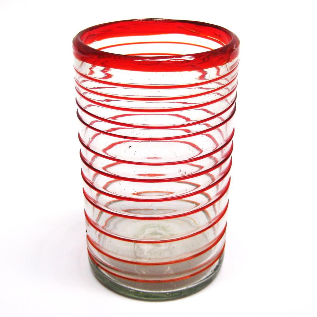MexHandcraft | Ruby Red Spiral 14 oz Drinking Glasses (set of 6)