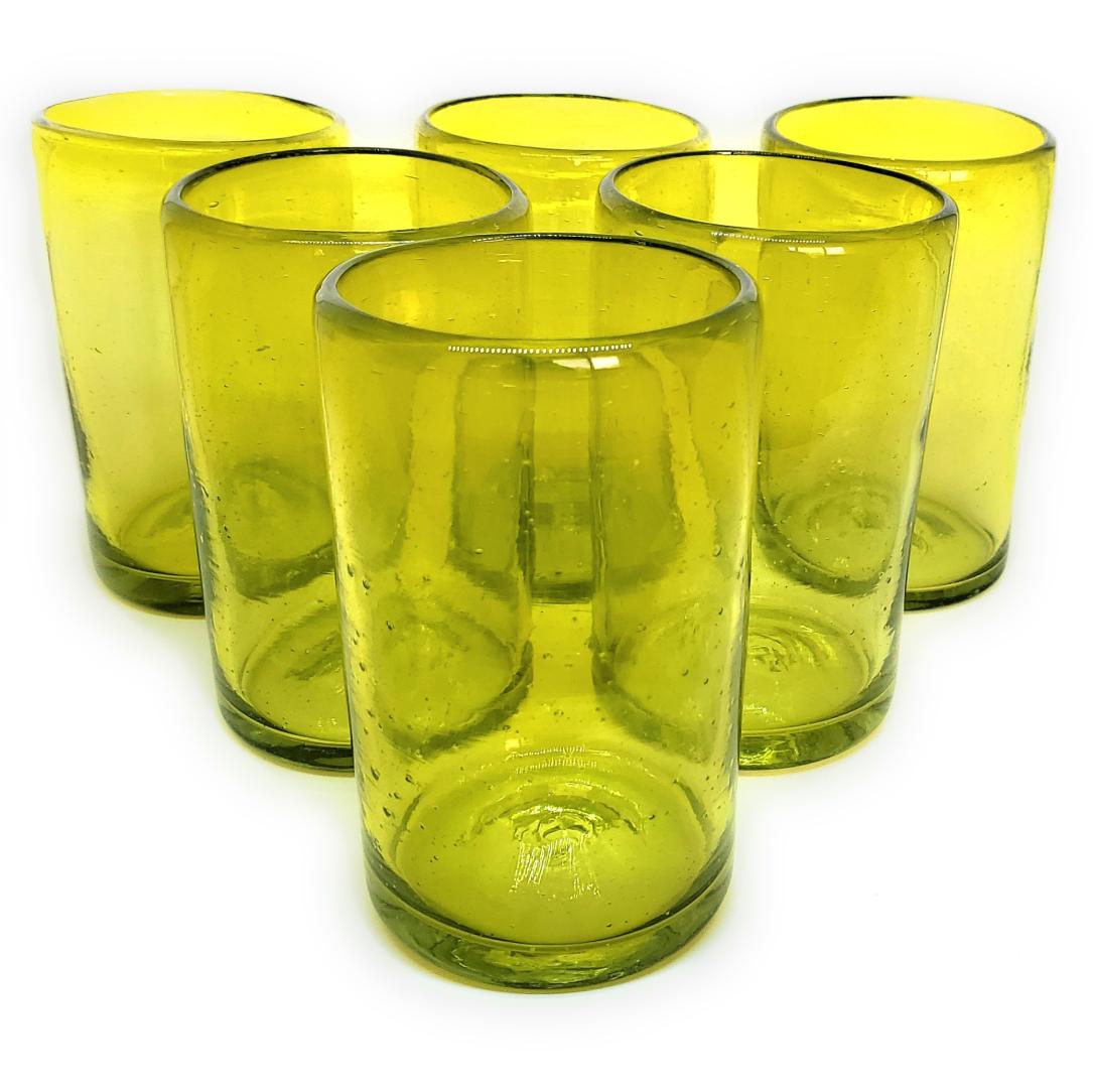 MexHandcraft | Solid Yellow 14 oz Drinking Glasses (set of 6)
