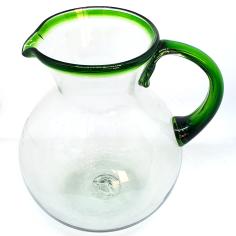 MexHandcraft | Emerald Green Rim 120 oz Large Bola Pitcher