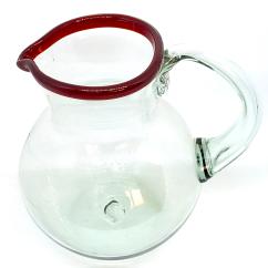 MexHandcraft | Ruby Red Rim 120 oz Large Bola Pitcher